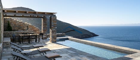 The terrace, pool and amazing sea view