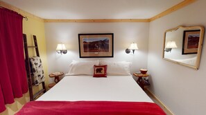 King bed in the basement.