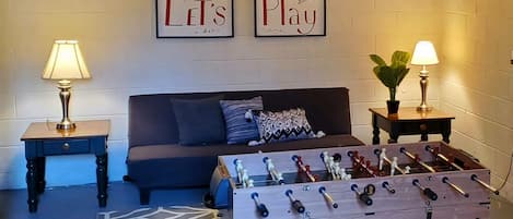 Fun for the whole family in the game room with a 3-in-1 foosball table 