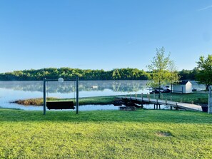 View of bridge leading to the beach and fire pit