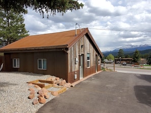 View facing Pikes Peak and the street.