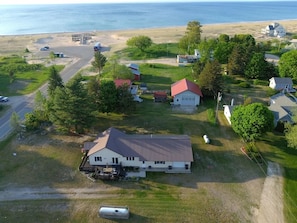 overhead of house- Lake Superior in background