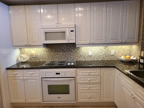 Well stocked kitchen.