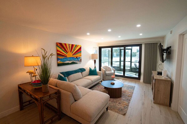 Living room and patio