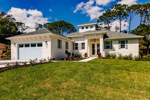 Lush landscaping on 1/2 acre private lot at end of dead end street