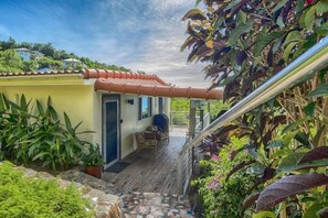 Cottage entrance as you descend the stairs