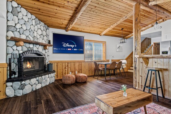Enjoy the wood burning fireplace on those cold snowy evenings.