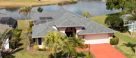 Located directly on golf course and lake.