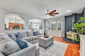 The large family space that is nice and cozy for everyone to sit back and watch their favorite movie on their favorite streaming app!