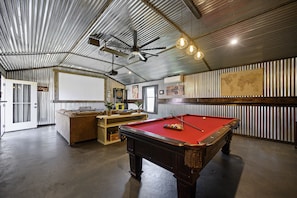 Game Room Off Main Cabin w/ Pool Table, Darts, and the 80" Projector Screen