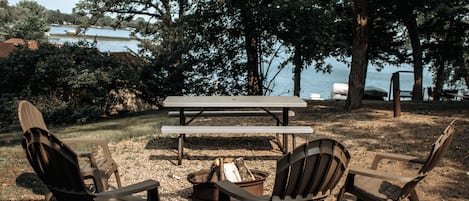 Fire Pit and path to the beach