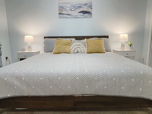 Super comfortable king bed in the master bedroom.