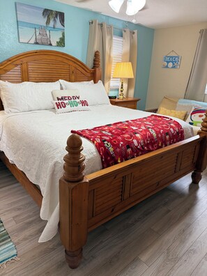 Large oversized bedroom with a super comfy king bed and full-sized futon. 