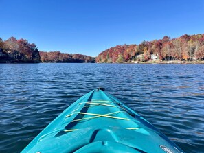 Lake fun on kayak- we offer free usage of 2 plus a canoe - Save $ + convenience 