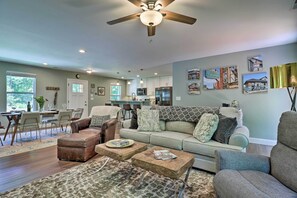 Living Area | Single-Story Home | Pet Friendly w/ Fee