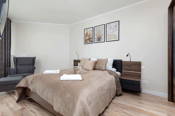 Cozy bedroom in the apartment. 
