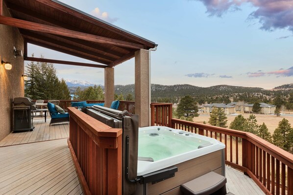 Hot Tub on back deck with mountain views