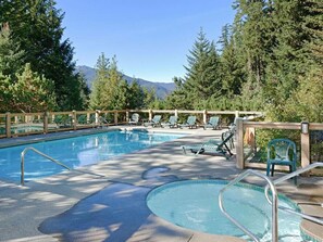 Heated pool and hot tub. The Hot tub is open year round for guests to enjoy!