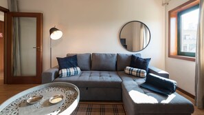 This comfortable sofa can also be a cozy bed for 2 #airbnb #airbnbporto #portugal #pt #porto