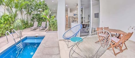 Private poolside patio