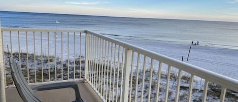 A large corner balcony, views to the east and west. NO obstructions.