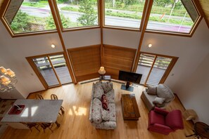 Living room seen from the atrium loft