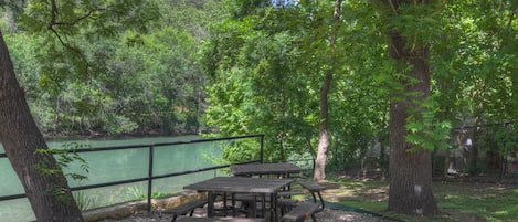 Enjoy an afternoon snack at the picnic area on the Guadalupe River.