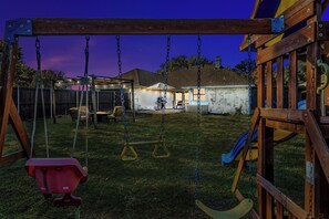 Kids will have fun in the play structure while you are relaxing. 