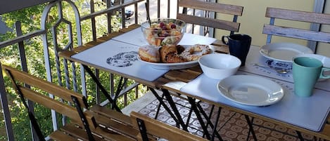 The balcony is a perfect place to enjoy breakfast before starting your day.