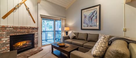 Comfortable Living Room and Fireplace