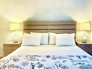 King size bed, clean linens