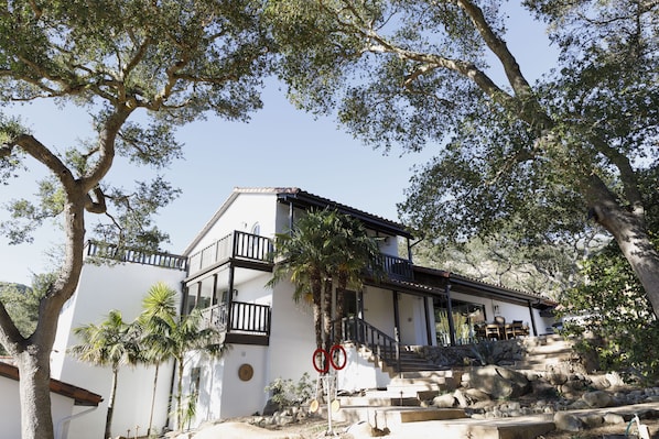 View of front of house from inside motor court.
