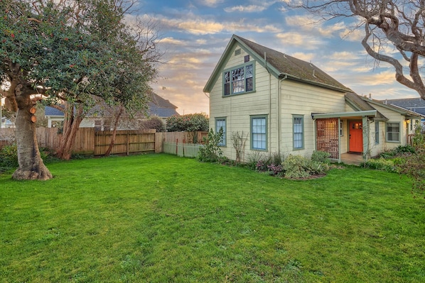 Side yard and large lawn.