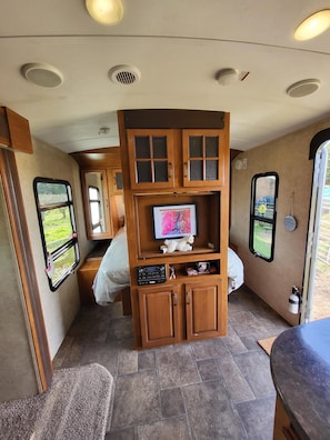 View from lounge/kitchenette to bedroom