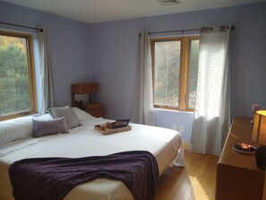 The big bedroom has a king bed with a memory foam mattress.