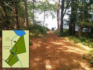 Path to the lake.  ~0.4 miles through the woods.