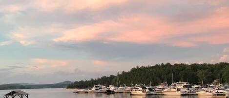 View of Spauldings Bay (Lake Champlain) from dock and lawn.