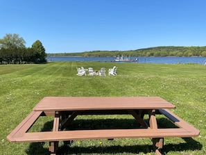 Giant 8' picnic table to enjoy meals outside as a family