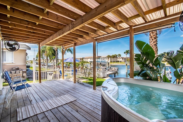 Back Porch with Hot Tub