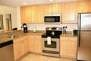 A closer look at the kitchen with everything you like to have. All utensils, plates, pots, glasses are provided.