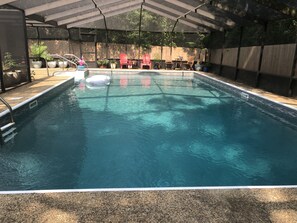 20 x 40 Pool. 3.5 feet deep in the shallow end. 10 feet deep in the deep end 