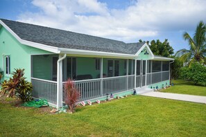 fully screened patio and private driveway