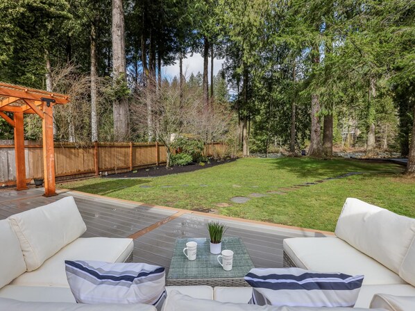 Back patio overlooking the river