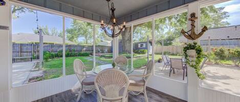 Enjoy the beautifully tiled and covered porch for outdoor life thru all weather!