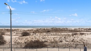 Panoramic views of the beach and ocean from the front deck.