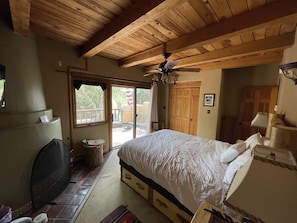 Master bedroom with large porch with mountain and valley/sunset views.