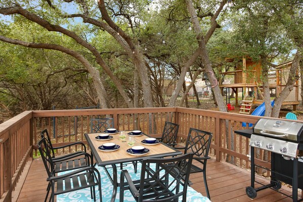 The spacious deck creates the perfect gathering opportunity to enjoy activities.