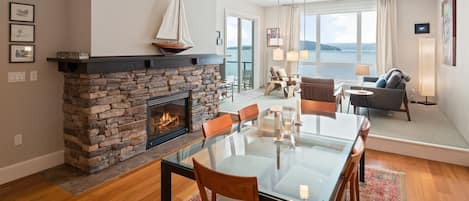 Enjoy the gas fireplace for ambiance or cold winter nights