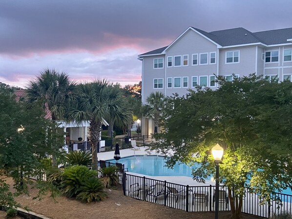 View from our balcony at sunset 