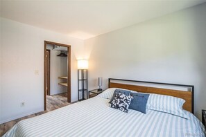 Master bedroom with on-suite bathroom with shower and walk through closet.